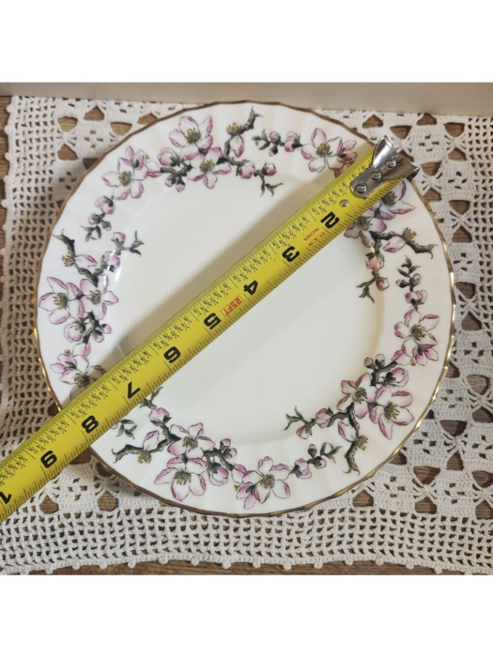 5- Royal Worcester 8" Lunch Plates Pomerina - Rare Print - Pink Floral Vintage - Picture 5 of 6
